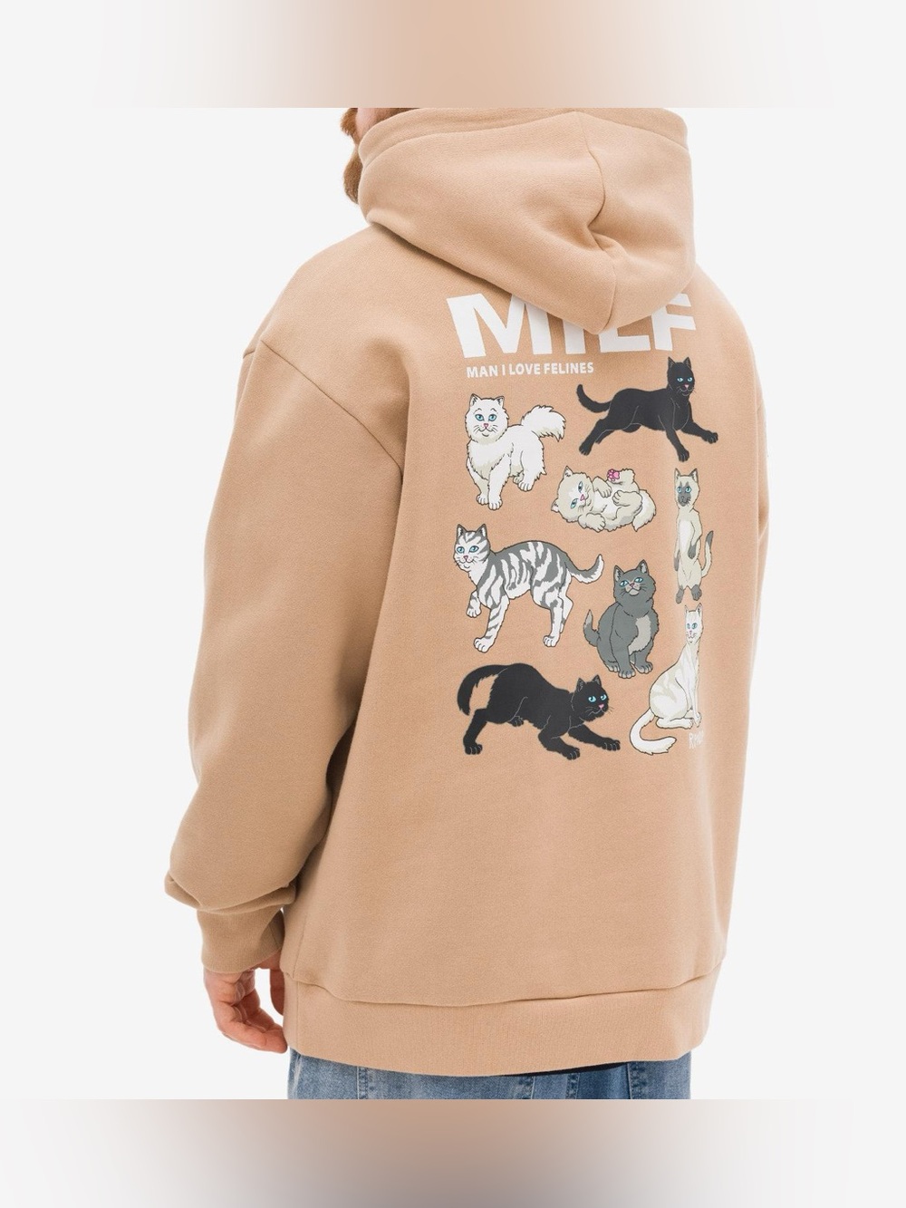 NWOT Ripndip Man I Love Felines Hoodie Almond Size XL
